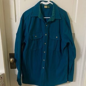 Men's Teal Button-Up Shirt Jacket